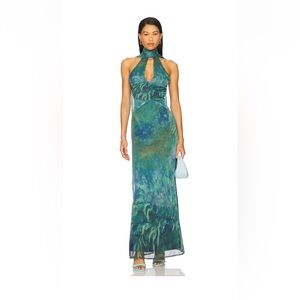 Chic Blue-Green Halter Maxi Dress